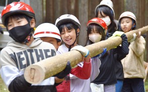211026宮小、間伐材の搬出