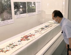 斎王群行に関する資料が並ぶ展示室=明和町竹川の斎宮歴史博物館で